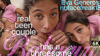 Real Amateur Teen Couple Has a Threesome